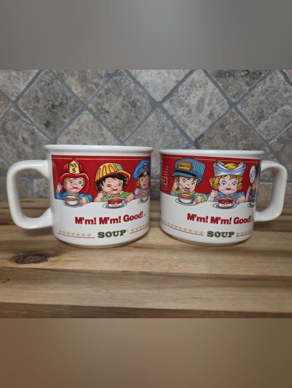 Campbell's Soup 1997 Set Of Two Collectible Soup Mugs Microwave Dishwasher Safe